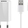 USB-Ccharger set 1 A, white, 1 m - power unit with Micro USB cable...