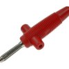Wtyk bananowy; 4mm; BUELA-300 931667101; czerwony; 60mm; wtykany (gniazdo bananowe 4mm); lutowany; 30A; 60V; mosiądz niklowany;