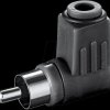 RCA connector with bend protection, black, angled
