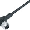 Sensor actuator cable, M12-cable socket, angled to open end, 3 pole, 2 m, PUR, black, 4 A, 77 4434 0000 50003-0200