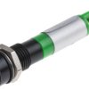 Lampka kontrolna do montażu panelowego 12V, zielona 8mm LED Końcówka lutownicza RS PRO
