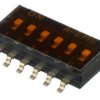 Przełącznik DIP 6-pozycyjny SPST SMD 100 mA przy 50 V DC (liniowy), 25 mA przy 24 V DC (impulsowy) -20 → +70°C