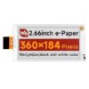 Waveshare 2.66inch E-Paper (G) raw display, 360x184, Red/Yellow/Black/White, SPI Communication