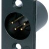 XLR panel plug, 4 pole, gold-plated, 1.5 mm², AWG 16, zinc die casting, NC4MP-B