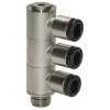 L multiple distributor, L 56.7 mm, 16 bar, brass, nickel-plated, for hose, 108807