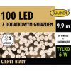 Lampki Bulinex 100led białe ciepłe 9,9m z dodatkowym gniazdem sznur