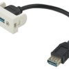 Gniazdo USB 3.0 z przewodem 15cm moduł 1M 22,5x45 biały Mediabox