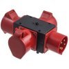 Rozgałęźnik siłowy na 3 gniazda [5p] 32A 400V / wtyk [5p] 32A czarno-czerwony IP44 PAWBOL