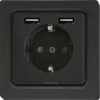 Gniazdo niemieckie (typ F) DSS z 2xUSB-A w E-Design55, antracytowy mat - DSS55E+2xUSBA-am