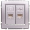 Kos66 Gniazdo Teleinformatyczne Rj45 Kat.5E Nieekranowane + Rj11 Aluminium...
