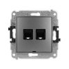 ICON Mechanizm gniazda komputerowego podwójnego 2xRJ45, kat. 5e, 8-stykowy, bez pola opisowego grafitowy 11IGKBO-2