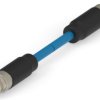 Network cable, M12-plug, straight to M12-plug, straight, Cat 5e, S/FTP, 2 m, blue, 2322330-3