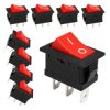 10x Przełącznik Kołyskowy Bistabilny KCD1 21x15mm - Przycisk Czerwony Mat