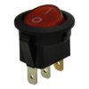 Przełącznik; klawiszowy (kołyskowy); okrągły 12V R0I; ON-OFF; 1 tor; czerwony; podświetlenie LED 12V; czerwony; bistabilny; kone
