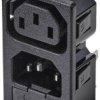 TRU COMPONENTS TC-10088388 Złącze męskie IEC C13 złącze żeńskie do wbudowania pionowego, złącze męskie do wbudowania pio