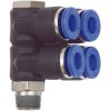 L multiple distributor, L 41.6 mm, 10 bar, plastic/brass, nickel-plated, for hose, 109704