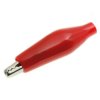 Krokodylek w osłonie gumowej, rozwarcie 7mm, przyłącze lutowane, czerwony