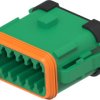 Socket, unequipped, 12 pole, straight, 2 rows, green, DT06-12SC-CE05