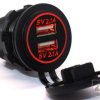 Podwójna ładow.samoch.USB;5V;2x2.1A 12V;podśw.czerwony;otw.29mm;gniazdo