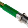 Lampka kontrolna do montażu panelowego 24V dc, zielona 8mm LED Chrom Końcówka lutownicza RS PRO