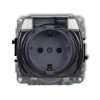 TREND Gniazdo bryzgoszczelne z/u SCHUKO (klapka dymna) srebrny metalik 7GPB-1sdp