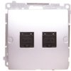 Simon Basic Gniazdo komputerowe RJ45, kategoria 6, podwójne z przesłoną srebrny mat BM62.01/43