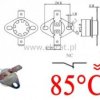 Termostat bimetaliczny 250VAC 10A 85°C poziomy NC
