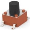 Short-stroke pushbutton, Form A (N/O), 50 mA/24 VDC, unlit , actuator (black, L 3.4 mm), 1.56 N, SMD, 5-1437565-0
