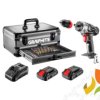 Zestaw Energy+ w walizce aluminiowej: wiertarko wkrętarka 2x18V/2.0Ah 10mm zdejmowany uchwyt + 109 akcesoriów 58G022-PS15 GRAPHI