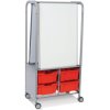 MakerHub Trolley With 2 Magnetic Boards & Flame Red Gratnells Trays