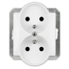 OPAL Gniazdo podwójne z uziemieniem do ramki białe GPt-6/m Op BI