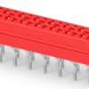 Socket header, 20 pole, pitch 1.27 mm, straight, red, 9-215079-0