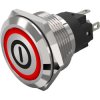 Vandal-proof pushbutton switch, silver, illuminated (red), 3 A/240 V, 22 mm, IP65/IP67, 82-10-001242