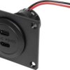 Gniazdo zasilania USB-C podwójne PD/QC bez diody LED z płytką montażową ProCar Power USB-C Doppelsteckdose PD/QC ohne LE