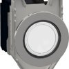 Pushbutton, illuminable, groping, 1 Form A (N/O) + 1 Form B (N/C), waistband round, white, front ring black, mounting Ø 30.5 mm,
