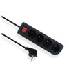 Przedłużacz 4Gn 3m Wyłącznik Uziem. Czarny EPS-403W-2