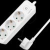 LPS244 Socket strip, 3 sockets, 1,5 m, with switch, white