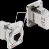 91176 D-Type Module RJ45 Female to Female, 90° Angled, Cat.6a, Silver