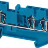 Terminal block, 3 pole, 0.2-2.5 mm², clamping points: 3, blue, spring balancer connection, 24 A, NSYTRR23BL