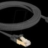 80326 RJ45 flat cable, Cat.6a, S/FTP, braided jacket, 2 m, black