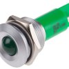 Lampka kontrolna do montażu panelowego 115 V dc, 230V ac, zielona 19.5mm LED Chrom RS PRO