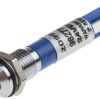 Lampka kontrolna do montażu panelowego 24V dc, niebieska 8mm LED Chrom Końcówka lutownicza RS PRO