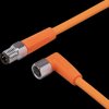 Sensor actuator cable, M8 cable plug, straight, A to M8 cable socket, angled, A, 4 pole/3 pole, 0.3 m, PVC, orange, 3 A, EVT283
