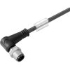 Sensor actuator cable, M12-cable plug, angled to open end, 3 pole, 10 m, PUR, black, 4 A, 1021761000