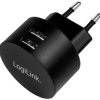 LogiLink Ladegerät Ładowarka USB 10.5 W 2x USB-A czarny dom