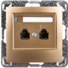 IMPRESJA Gniazdo telefoniczne podwójne RJ11 niezależne złoty metalik GPT-2YN/m/28
