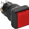Pushbutton, illuminable, groping, 2 Form C (NO/NC), waistband square, red, front ring black, mounting Ø 16 mm, XB6ECW4B2P