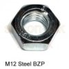 M12 Steel BZP hex nut (6 pack)