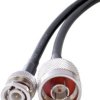 Coaxial cable, BNC plug (straight) to N plug (straight), RG-58C/U, grommet black, 5 m, C-00972-01-3