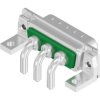 D-Sub plug, 3 pole, 3W3C, equipped, angled, solder pin, 303W3CPXX73N20X